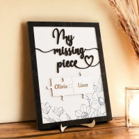 Personalized My Missing Piece Couple Wooden Sign Valentine's Day Anniversary Gift For Couple
