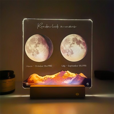 Personalized Moon Phases Handwritable LED Lamp Birthday Valentine's Day Gift for Couples